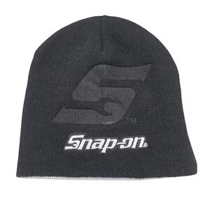 Snap-on Tools Reversible Beanie Hat Black Grey Wrench Logo Mens Mechanic Auto